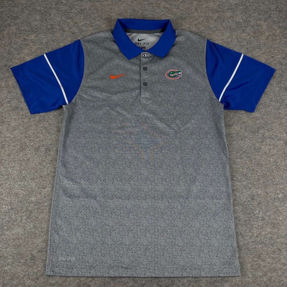Nike Dri Fit Polo Shirt Florida Gators Polyester Gray Blue Mens Small S